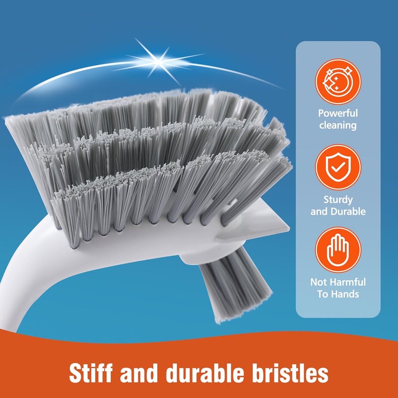 CLEANHOME 4-Pack Heavy-Duty Dish Scrub Brushes with Stiff Non-Scratch Bristles & Long Handle - Multi-Purpose Kitchen Cleaning Brushes for Pots, Pans, Bottles, Deep Cleaning - Image 3
